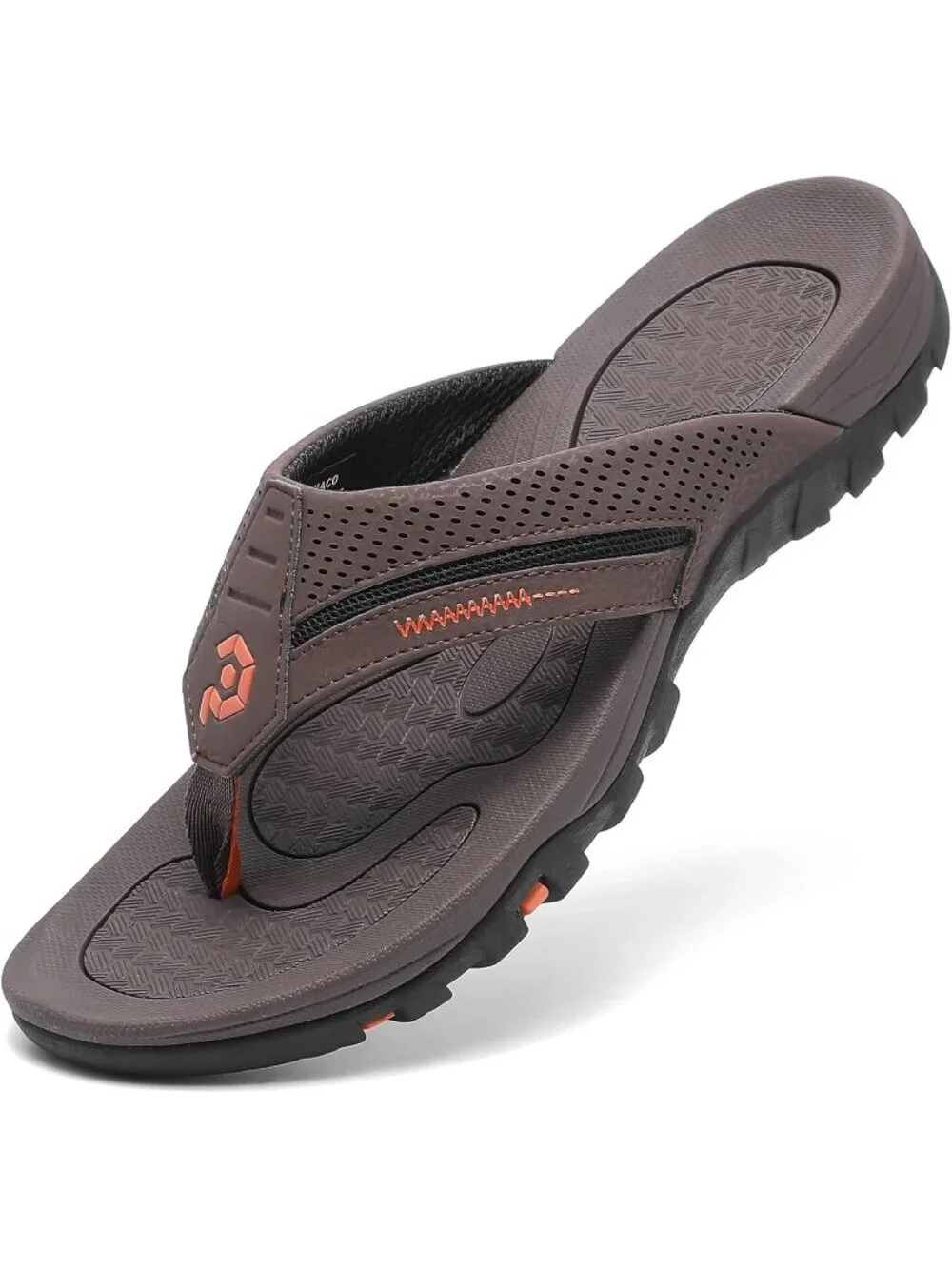 Men's Brown Flip-flops Thongs Sandals Durable Comfort Slippers For Casual